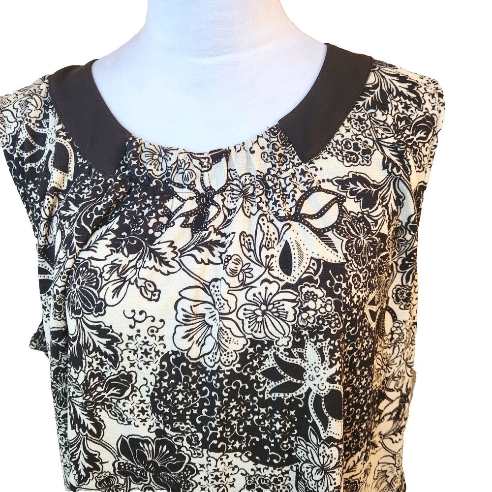Croft & Barrow Womens Office Blouse Size 2X Neutral Geometric Scoop Neck Top NWT